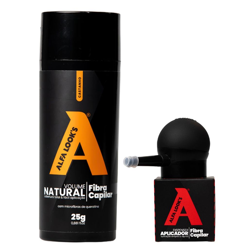 Fibra Capilar 25g Alfa Looks - Preto ou Castanho opções com e sem o aplicador — imagem 2 de 2