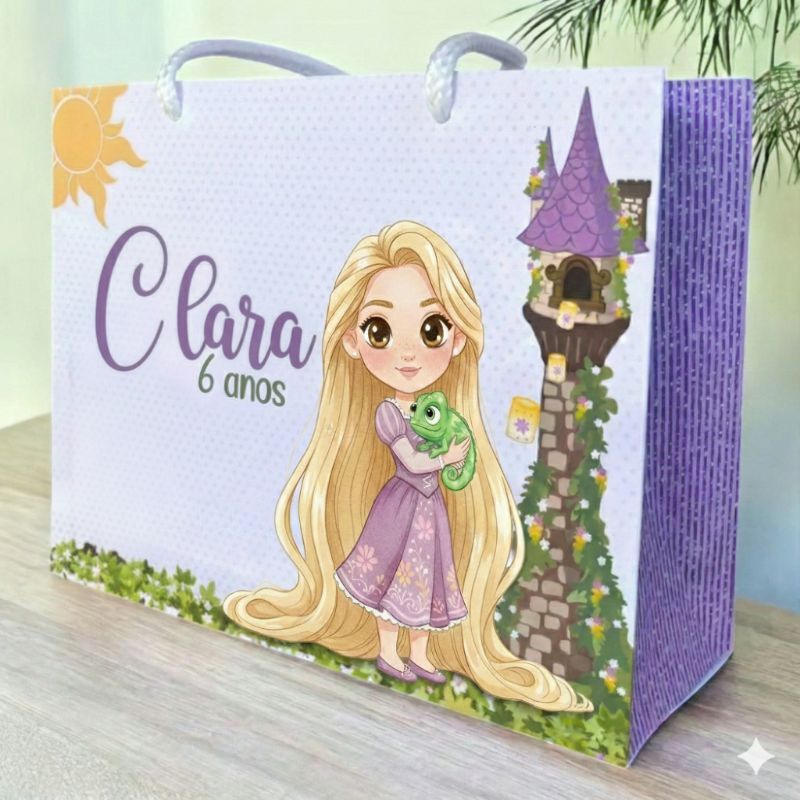 Sacolinha RAPUNZEL Personalizado| Mimos | Lembrancinhas Enrolados | Aniversário Enrolados Rapunzel.PEGUE E MONTE