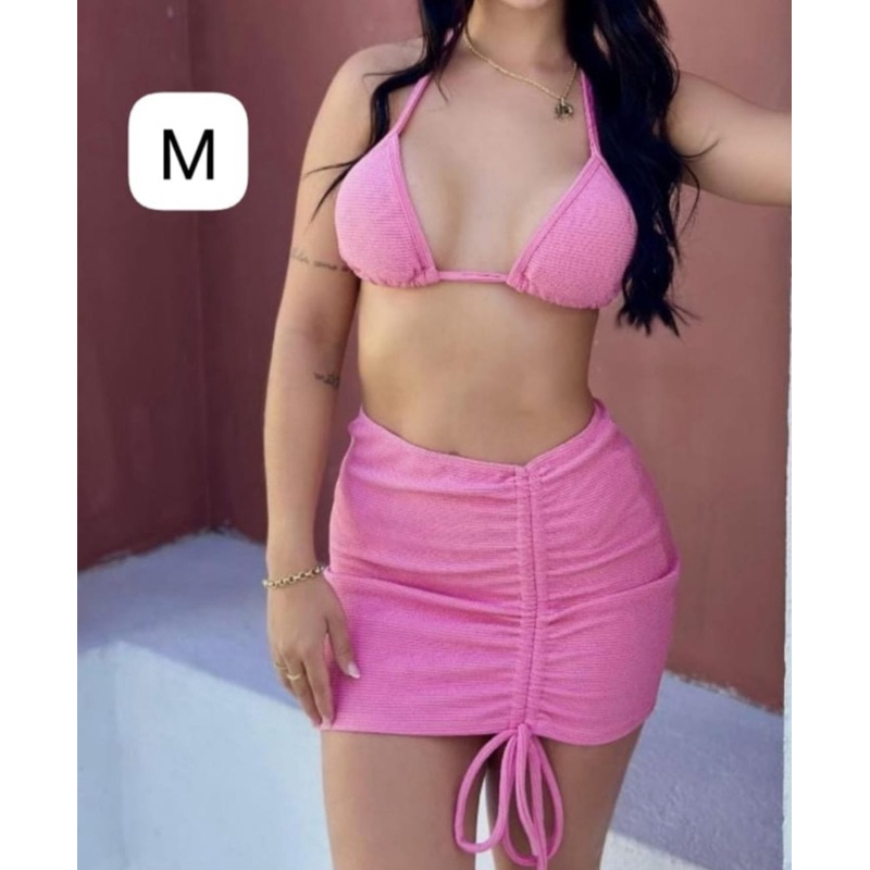Biquíni com short ; Triquíni ; Conjunto biquíni e short ; Biquíni com bojo ; Triquini ; Biquíni rosa