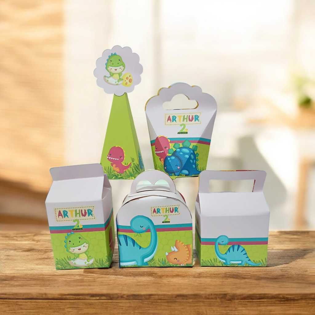 Kit Caixinhas Personalizadas com nomee idade Dinossauro/ Dino Baby Festa Aniversário Lembrancinhas