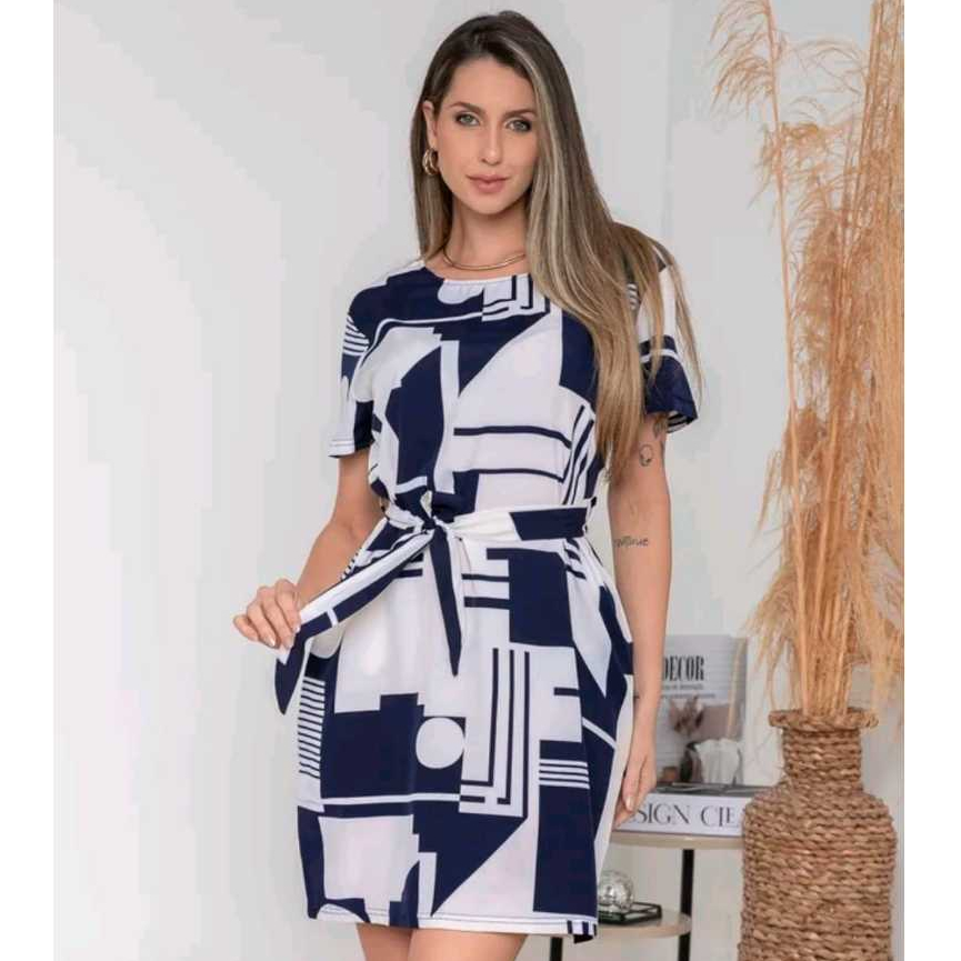 vestido feminino Vestido Feminino com Bolsos Laterais  Vestido Poliéster