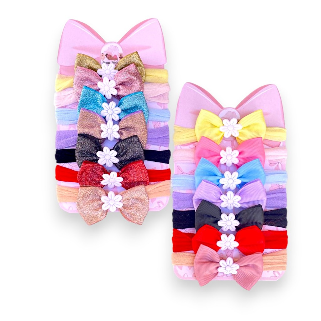 Kit 14 Mini laços de bebê Lacinhos de Bebê Cetim laços de cabelo infantil Faixinha Tiarinha Rn em Oferta na Shopee