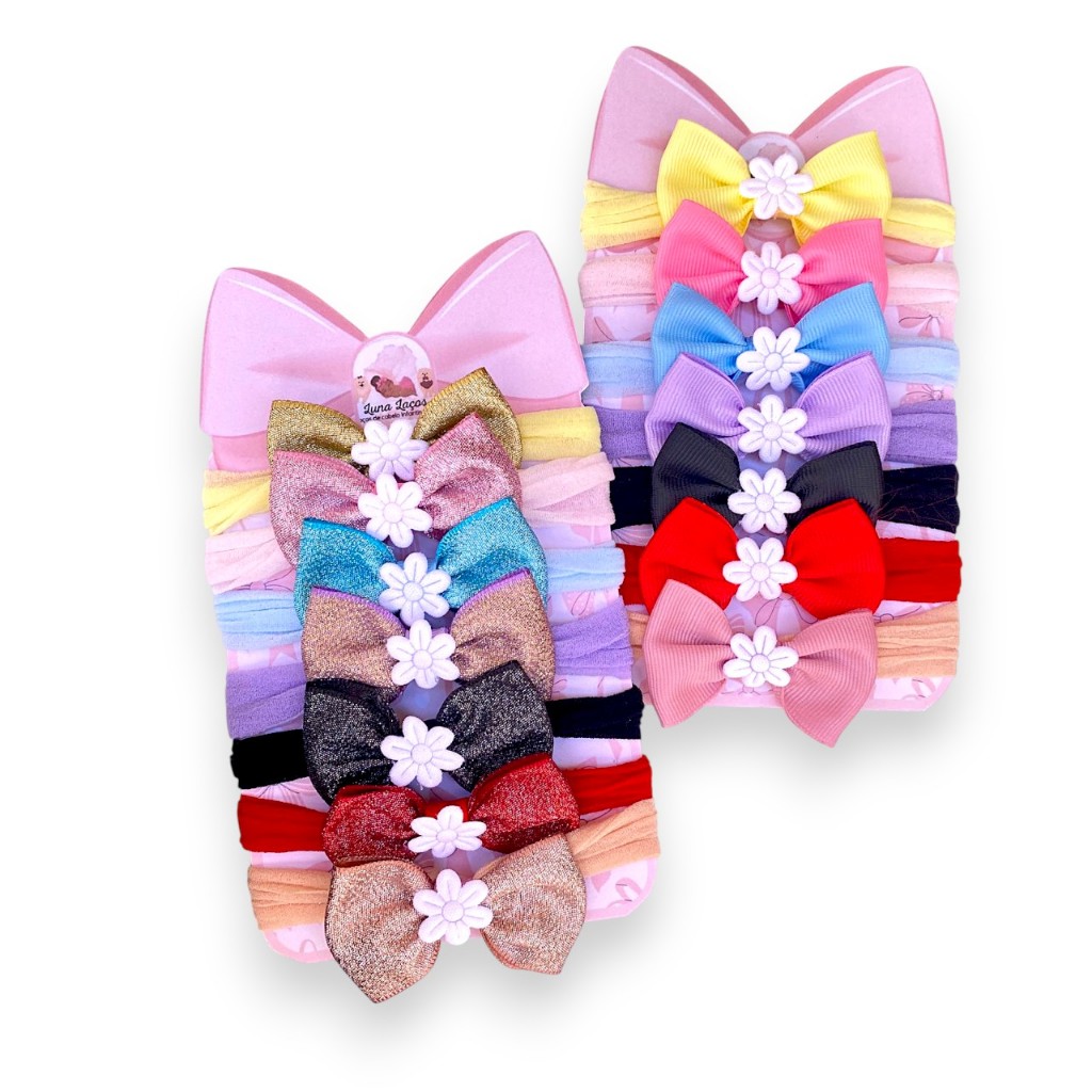 Mini laços de bebê Kit com 14 Lacinhos de Bebê Cetim Faixinha Tiarinha Rn laços de cabelo infantil em Oferta na Shopee