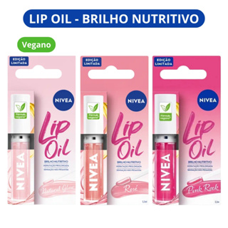 Hidratante Labial Lip Oil Brilho Nutritivo Nivea 5,5ml - Natural Glow / Rosé / Pink Rock em Oferta na Shopee
