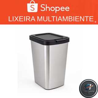 Lixeira Cesto Inox Metalizado 9L com Tampa Click Premium Label Cozinha Banheiro Escritório em Oferta na Shopee