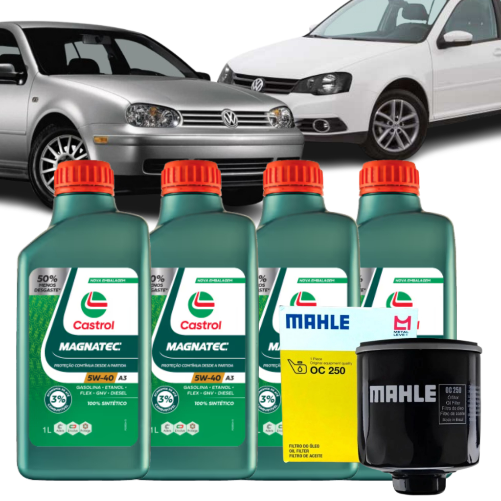 Kit Troca Óleo Castrol 5w40 Volkswagen Golf 1.6 8v 1999 2000 2001 2002 2003 2004 2005 2006 2007 2008 2009 2010 ate 2014