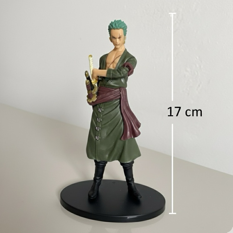 Boneco Colecionável Figura de Ação Roronoa Zoro Santoryu Miniatura Geek One Piece Presente Anime Na Caixa Com Base