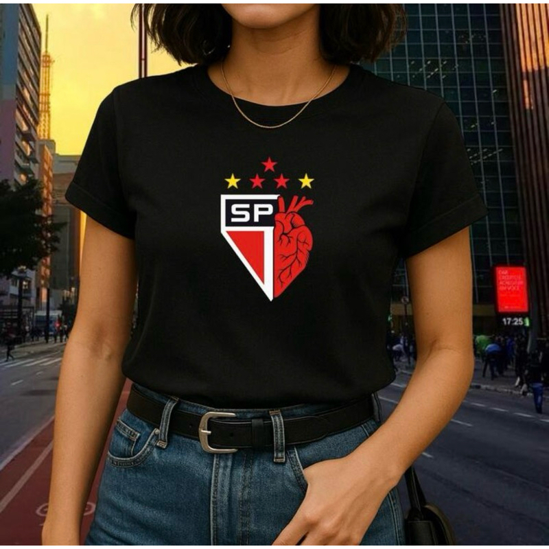Camisa Camiseta Feminino Time Do Coração São Paulo Lançamento 100% Algodão