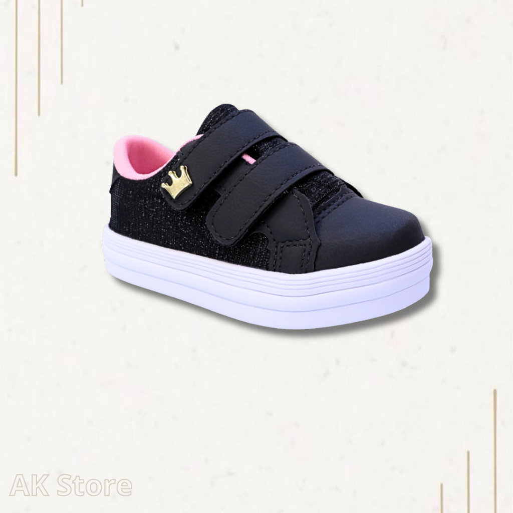 Tênis Infantil Feminino Para Escola - Coroa - Antiderrapante, Resistente, Nº 20 ao 27 em Oferta na Shopee