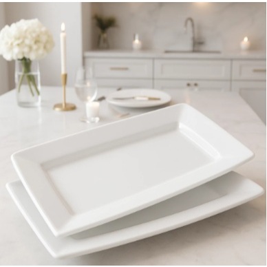 Bandeja Petisqueira Retangular Branca para Porções e Molhos | Kit 5 ou 10 | Sem BPA