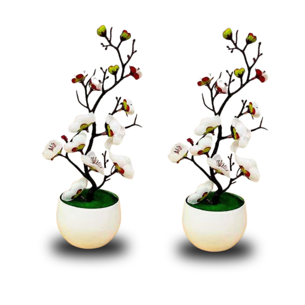 Kit 2 Ameixeiras Brancas Decorativas – Ambiente Estilo Oriental