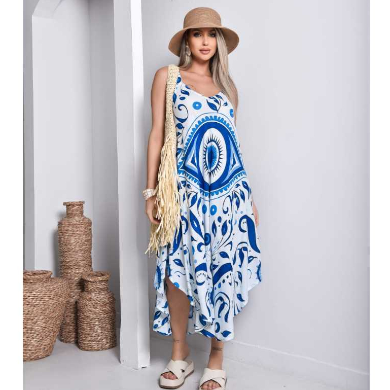 Vestido Indiano Plus Size Trapézio C/ Regulagem na Alça em Oferta na Shopee