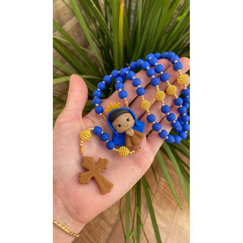 Terço Infantil - Terço imagens em Biscuit - Crianças - Rosário - Terço Católico - Fé - Oração - Nossa Senhora