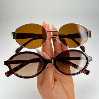 Kit C/ 2 Óculos de Sol Vintage Moda Blogueiras tartaruga metal em Oferta na Shopee