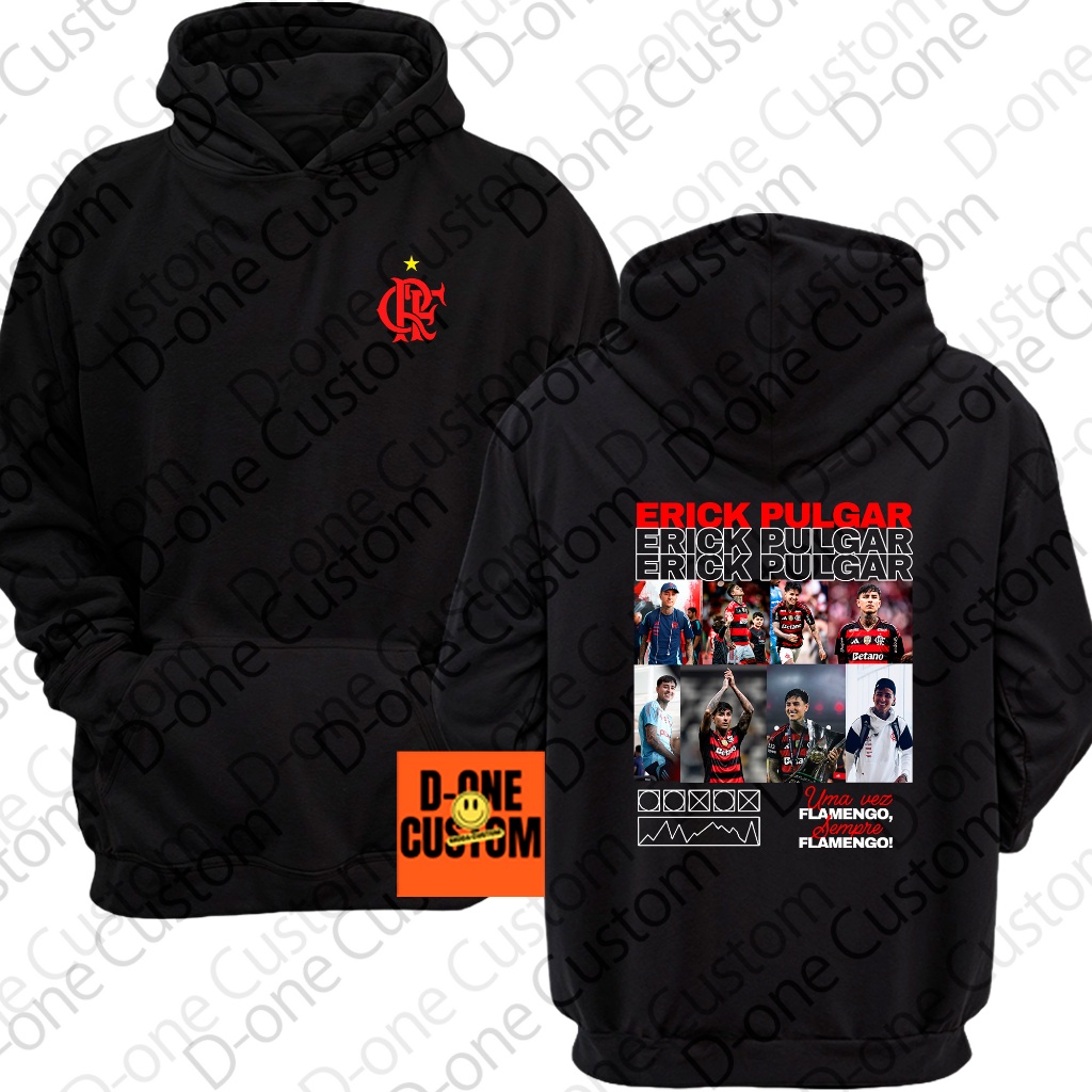 Moletom Blusa de Frio Erick Pulgar Logo Time Vermelho Estiloso Estampa Casual Manto Jogador Estádio em Oferta na Shopee