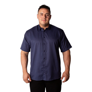 Camisa Social Masculina Manga Curta Maquinetada Plus Size em Oferta na Shopee