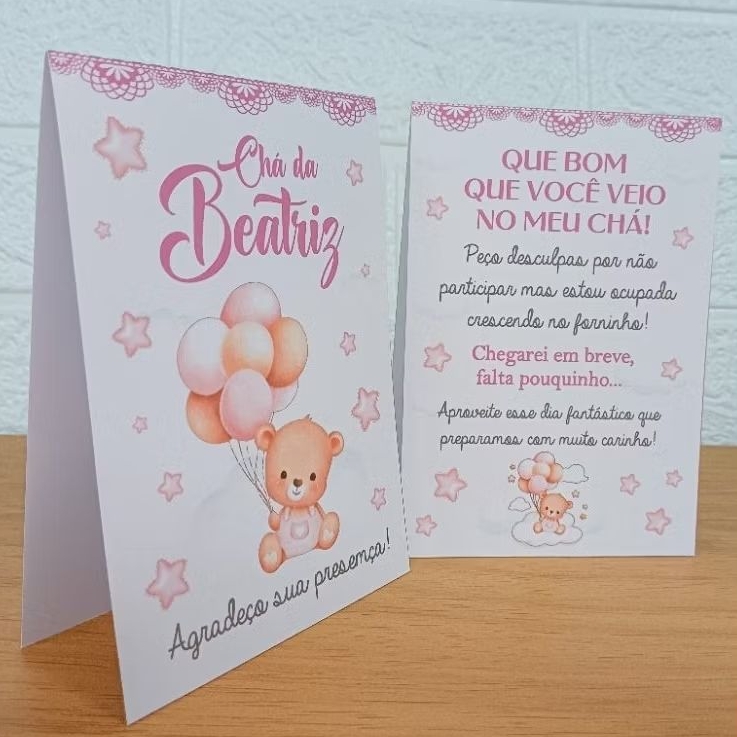 Plaquinha de agradecimento Centro de Mesa Chá de Bebê Ursinha Rosa em Oferta na Shopee