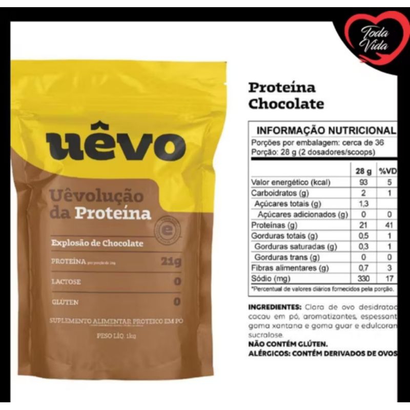 ALbumina Uévo 1 kg Sabor chocolate pronta entrega