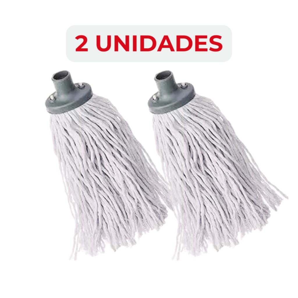 2 Refil MOP Esfregão Com Rosca Universal Algodão para Limpeza Geral - O MAIS BARATO