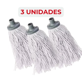 Kit 1, 2 ou 3 Refil MOP Esfregão Com Rosca Universal Algodão para Limpeza Geral - Escolha a Quantidade em Oferta na Shopee