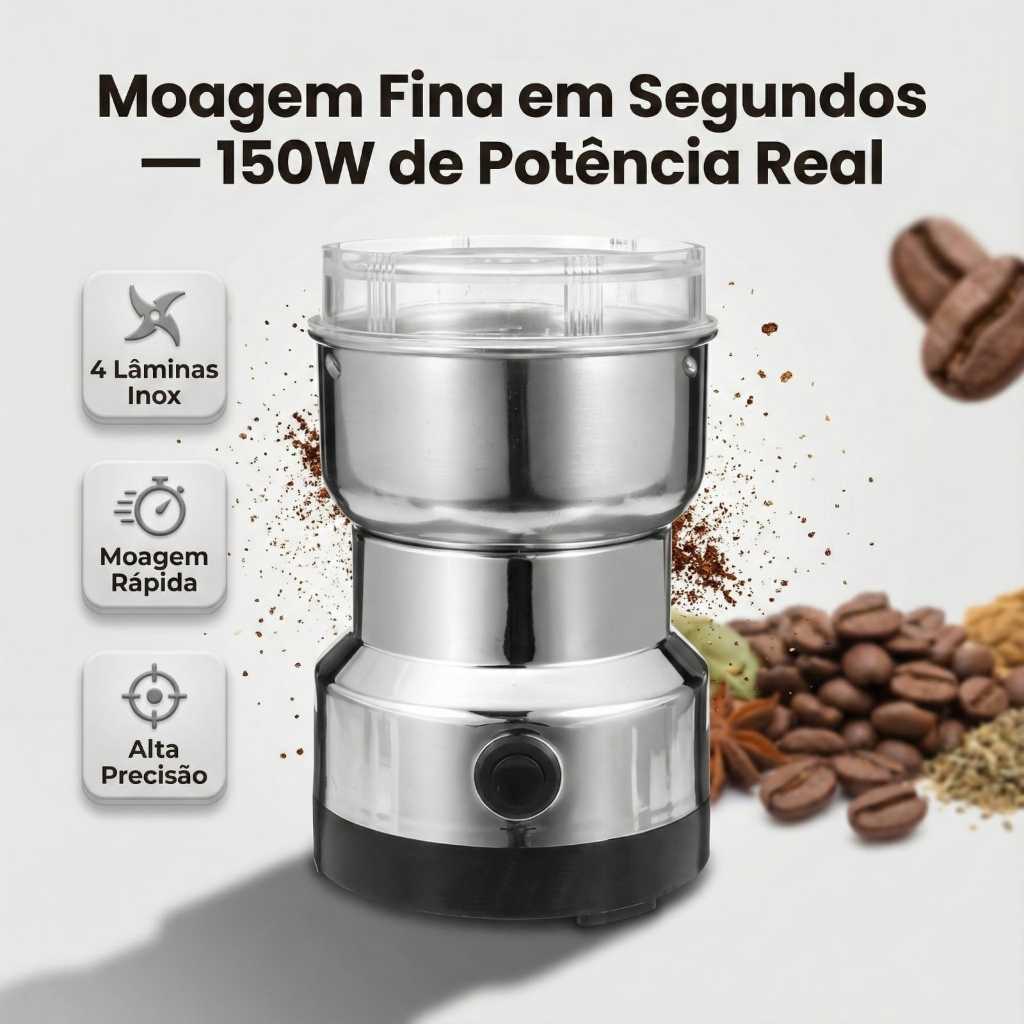 Imagem Moedor de café e Especiarias elétrico 110V moinho de grãos de aço inoxidável 4 lâminas