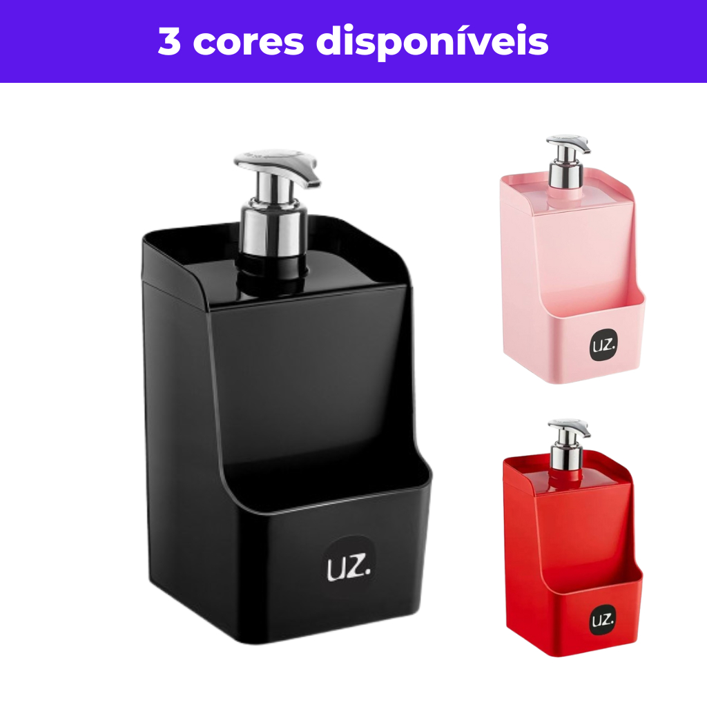 Dispenser porta detergente e esponja 500ml Slim - Uz Utilidades