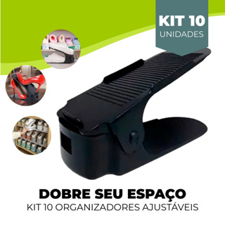 Kit com 10 Organizadores De Sapato E Tênis - Preto Com Regulagem em Oferta na Shopee