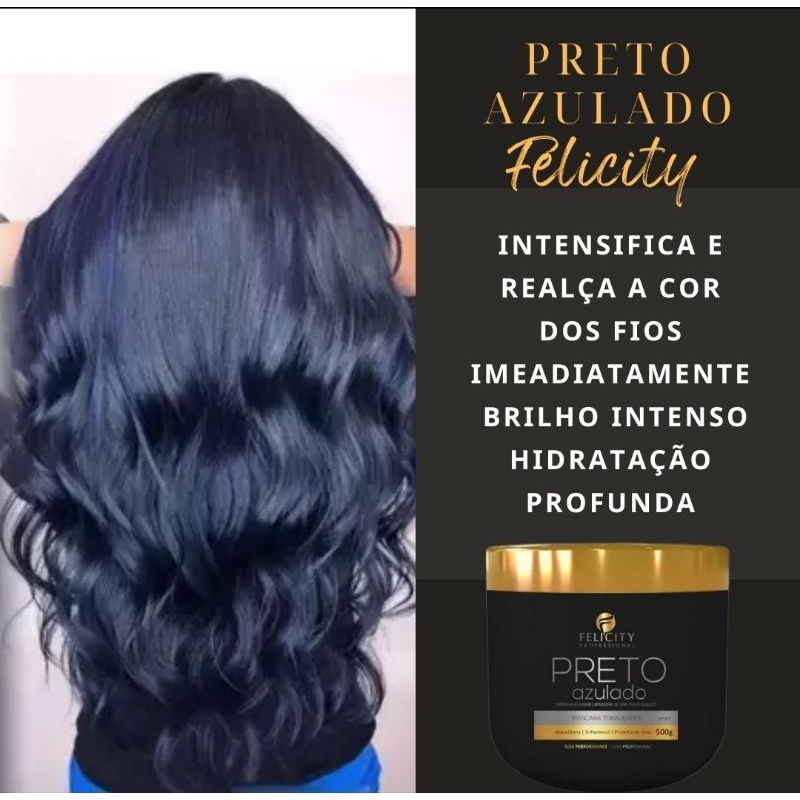 Mascara Tonalizante Preto Azulado FelicityProfessional 500Gr em Oferta na Shopee