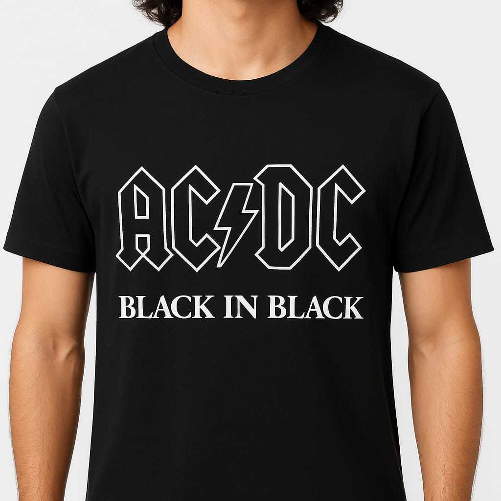 Camiseta Masculina e Feminino AC/DC Rock Black In Black camisa Algodão Blusa Premium