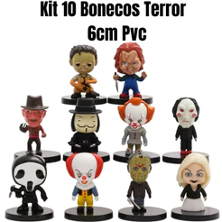 10 Bonecos Terror - 6Cm PVC It A Coisa Freddy Krueger Jason Chucky Tiffany Chainsaw Texas Ghostface