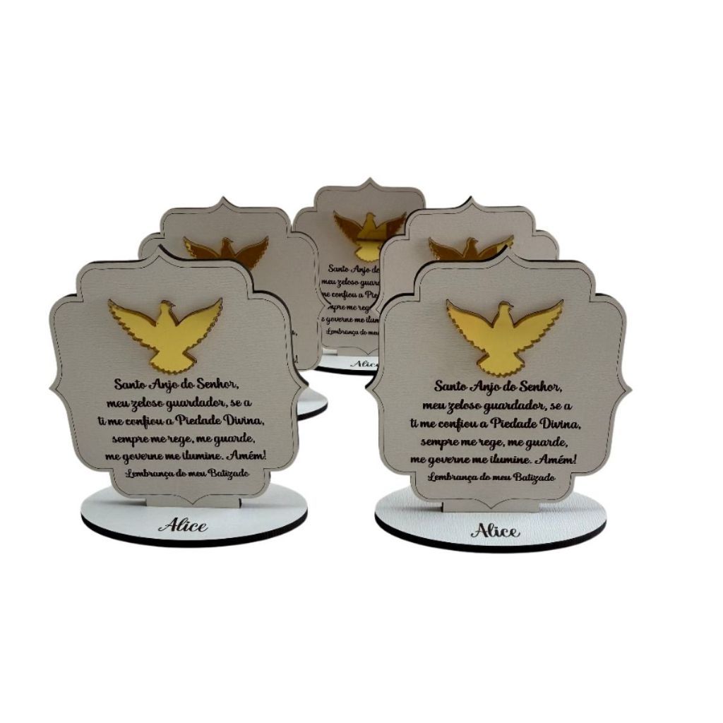 Kits 10/15/20 Unidades Lembrancinhas Igreja MDF Batismo Religioso Espírito Personalizado Branco