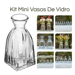 Kit Mini Vasos De Vidro Decorativos Wolff - 11cm Decoração Casamento Festa Sala Flores Elegante em Oferta na Shopee