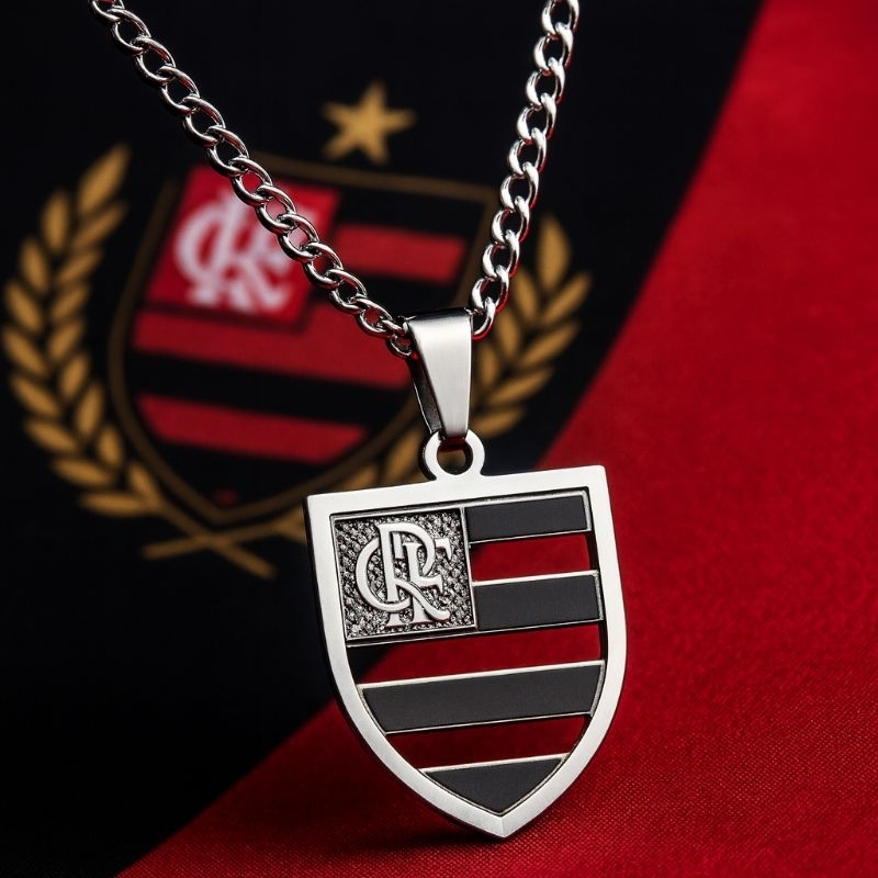 Colar mengão Escudo Aço Inox/dourado folheado Masculino Feminino Corrente Hipoalergênico em Oferta na Shopee