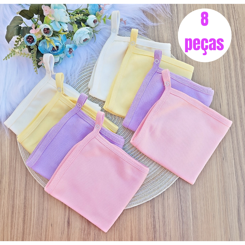 Kit 8 Pano Paninho de Boca Babete com prendedor de chupeta 100% algodão menina menino naninha