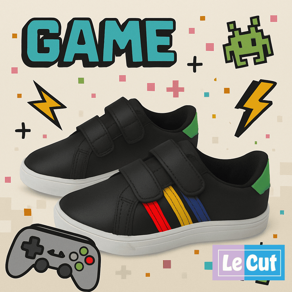 Tênis Infantil Casual Velcro Duplo Preto