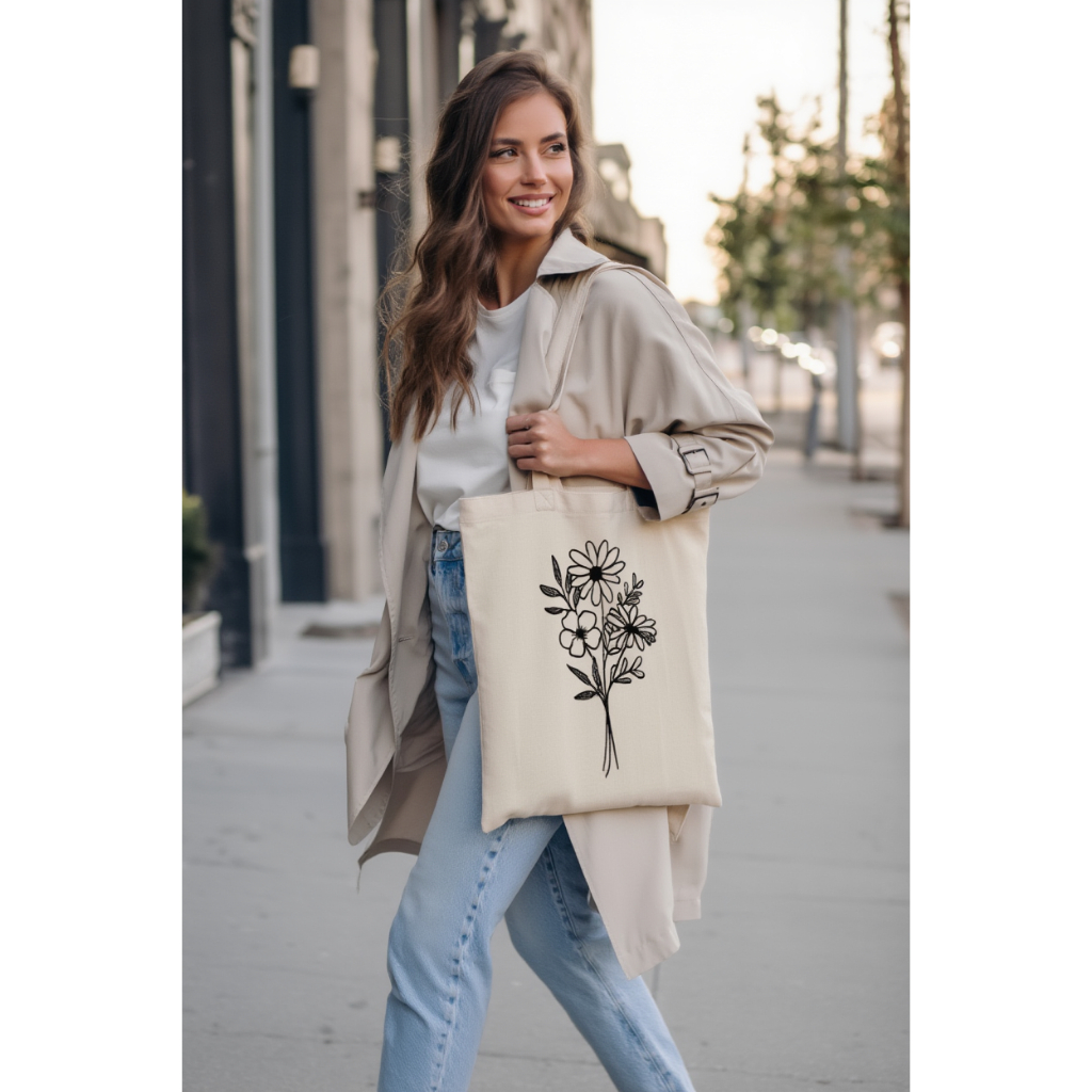 Ecobag Algodão Cru 100% Bolsa Ecológica Reutilizável Sustentável Tecido 160g Personalizada DTF Sacola Resistente Desenho