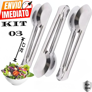 Kit 03, 02, 01 UNIDADES  Pegadores  universal  Inox Utensílios para Cozinha Pegador de Massa, Salada, Frios, l em Oferta na Shopee