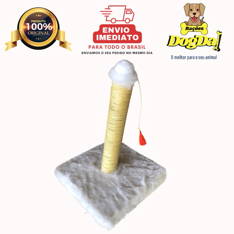 Arranhador Para Gatos Pet Poste Sisal Brinquedo Com Bolinha Pena Duas Bases