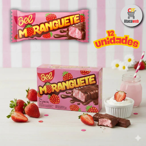 Bel Moranguete 12 Unidades de 9g – Bombom de Chocolate com Recheio de Morango em Oferta na Shopee