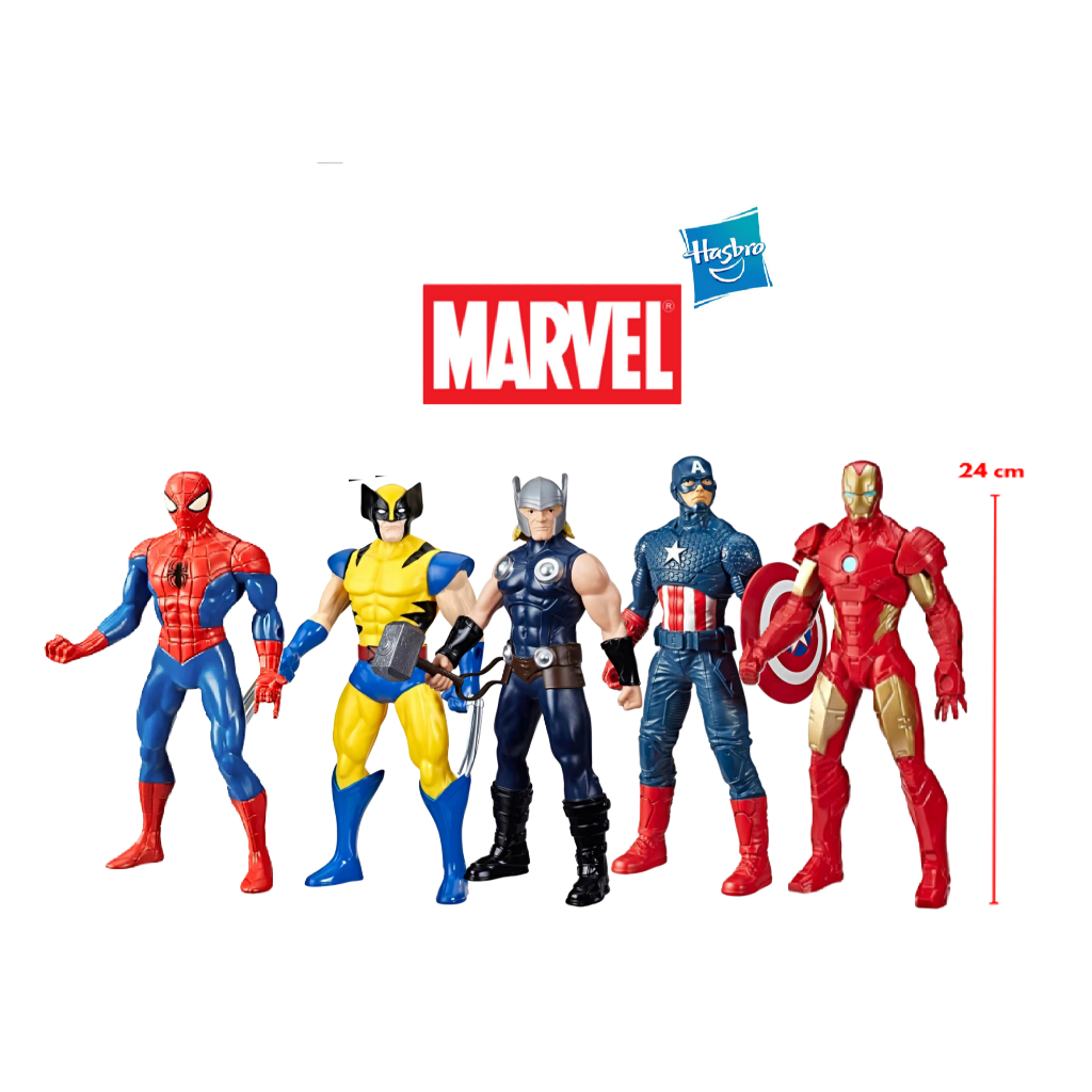 Boneco Spider-Man / Iron Man / Capitão América / Wolverine / Thor - HASBRO Super Heróis Marvel 24cm