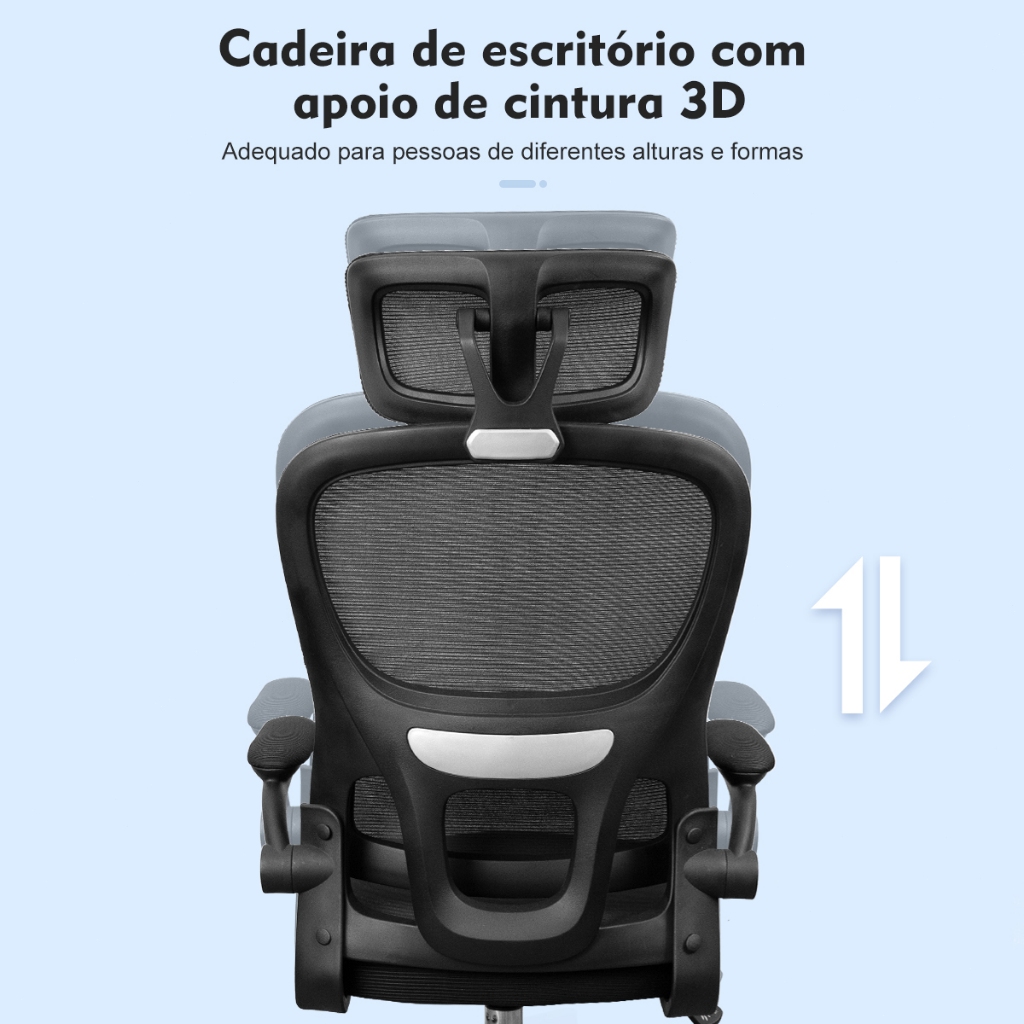 Cadeira de escritório, design ergonômico com suporte lombar independente, malha respirável e encosto de cabeça ajustável — imagem 2 de 2