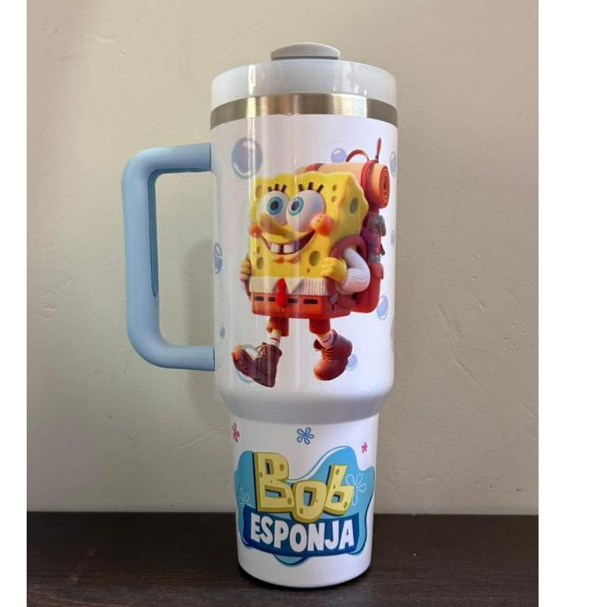 copão copo térmico personalizado - Bob Esponja - com seu nome -1200ml