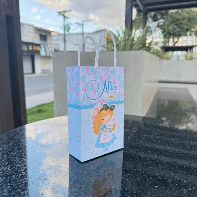 Kit Sacolinha personalizada P Alice no país das maravilhas - PEGUE E MONTE - festa infantil - lembrancinha - sacolinha