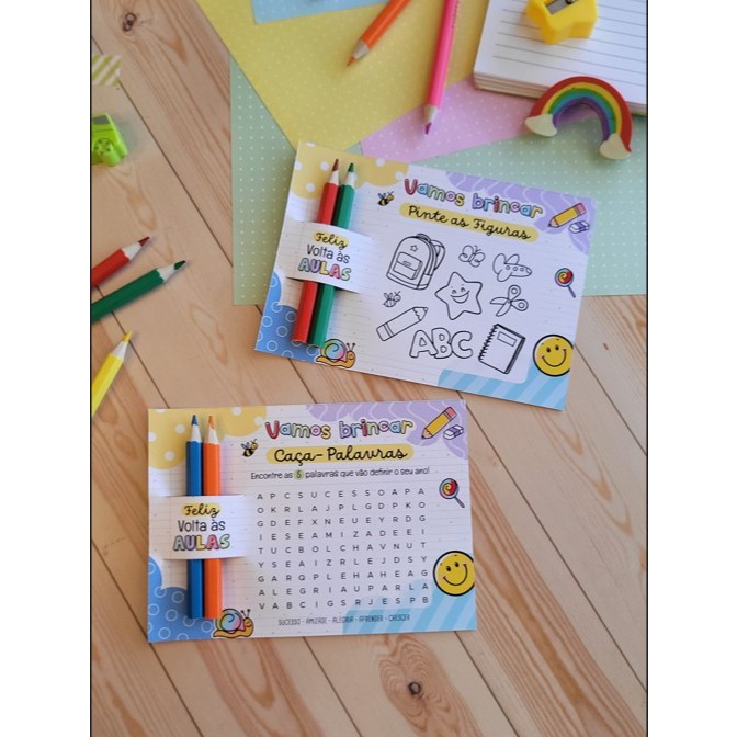 Card Volta as Aulas/ Mimo para Escolas/ Mimo para Empresas/ Lembrancinhas Escolar (NÃO ACOMPANHA LÁPIS) em Oferta na Shopee