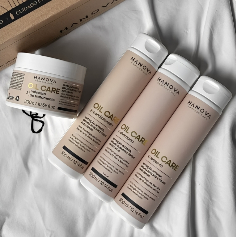 Kit Oil Care Completo 4 Produtos Nutrição, brilho e maciez 12 Óleos Essencial Nutri funcionais.