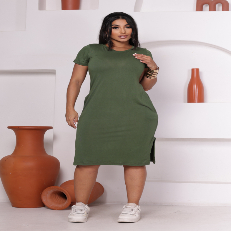 Vestido Feminino Midi BOLSO Casual – Ideal para o Trabalho e o Dia a Dia