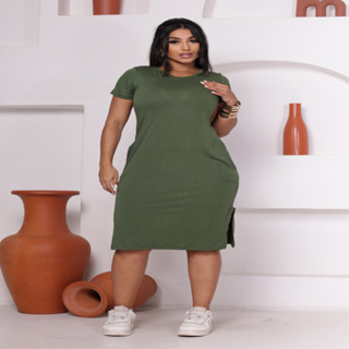 Vestido Feminino Midi BOLSO Casual – Ideal para o Trabalho e o Dia a Dia em Oferta na Shopee