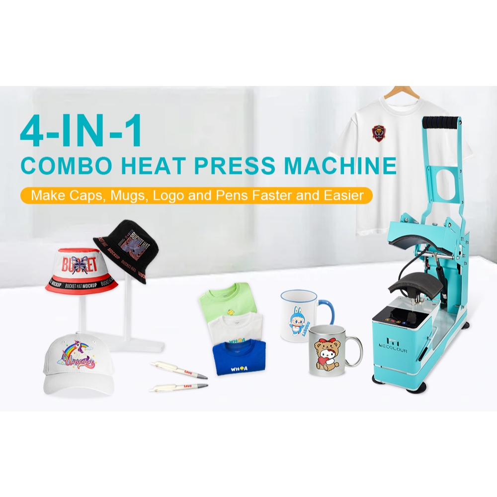 Detalhes do Mecolour Máquina de Prensa Térmica de Sublimação 4 em 1 para Chapéus, Estampagem A Quente, Canecas, Canetas de Cozimento