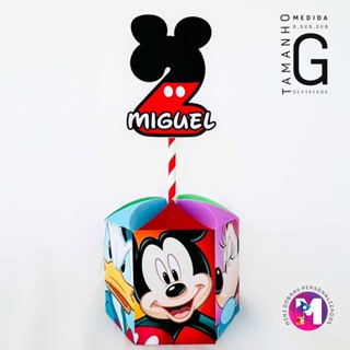 Centro de Mesa MICKEY - Caixa Sextavada - Tamanho G - Personalizado (PEGUE E MONTE) em Oferta na Shopee