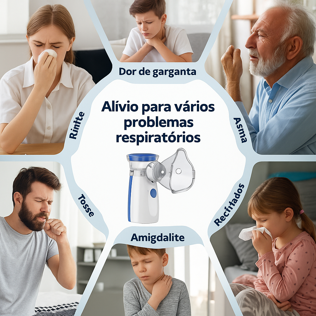 Inalador Nebulizador Portátil Mini – Silencioso USB Atomizador Para Adultos e Crianças | Nebulização Rápida e Fina